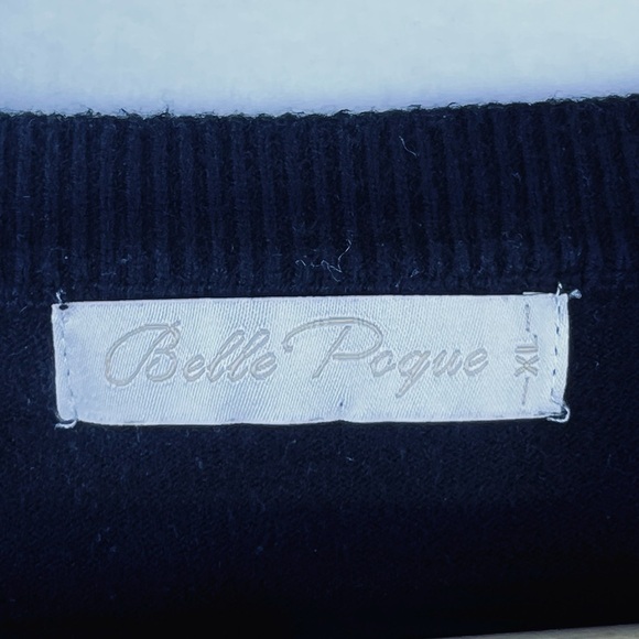 Belle Pogue Retro Embroidered Cherry Cropped V-Neck Cardigan Women's XL BLACK - Picture 6 of 16